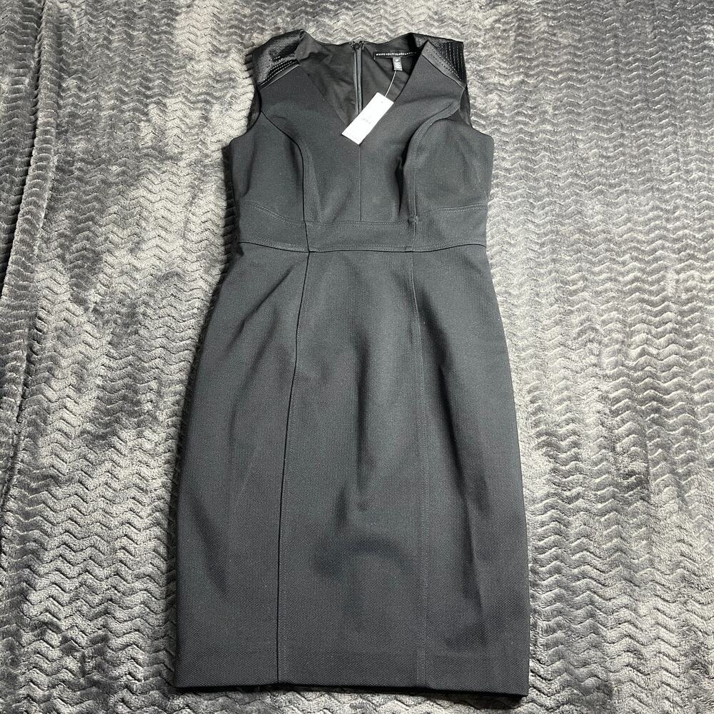 White House Black Market Black Satin Trim Sheath Dress 570294910 Size 2P NWT
